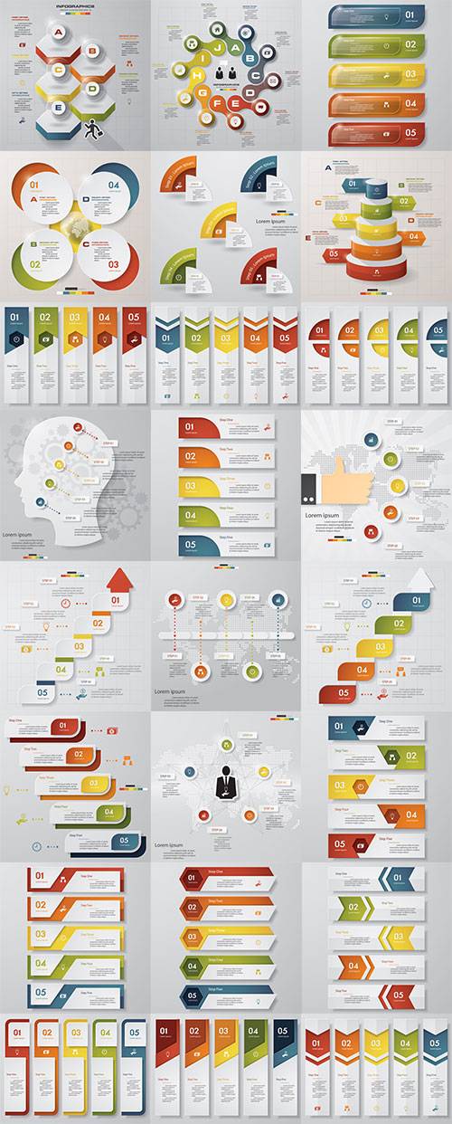 Инфографика в разных цветах - Векторный клипарт