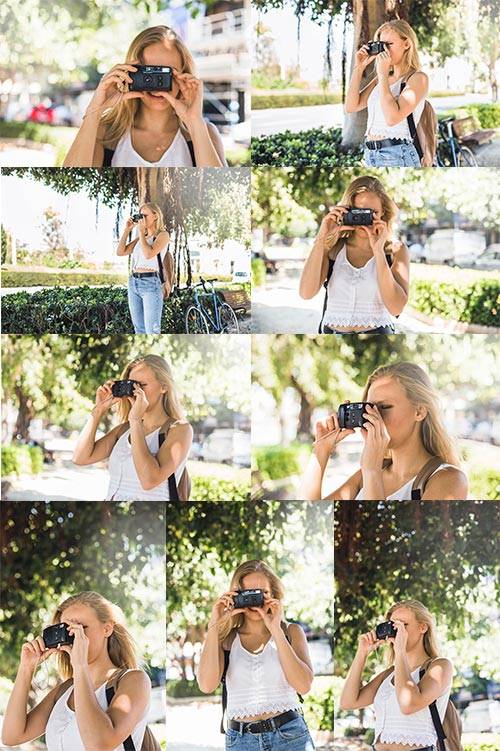 Девушка с фотоаппаратом - Фотоклипарт