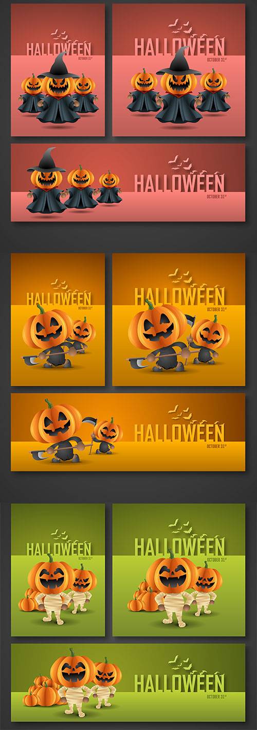 Векторные фоны и банеры для Хэллоуина