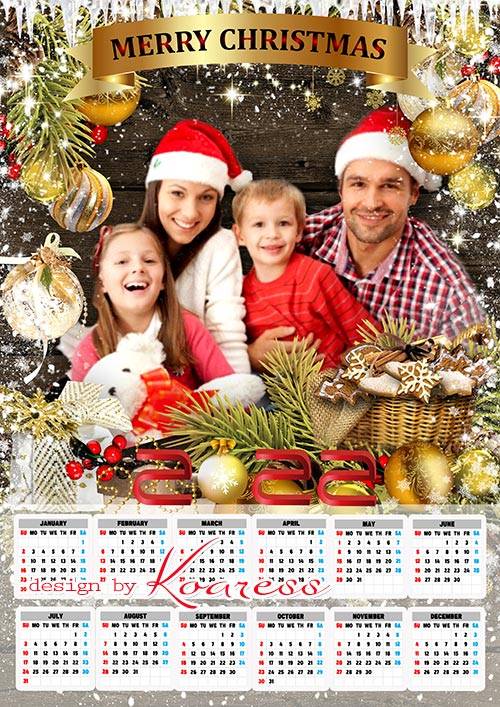 Новогодний и рождественский календарь на 2022 год для семейных фото - Merry Christmas calendar 2022