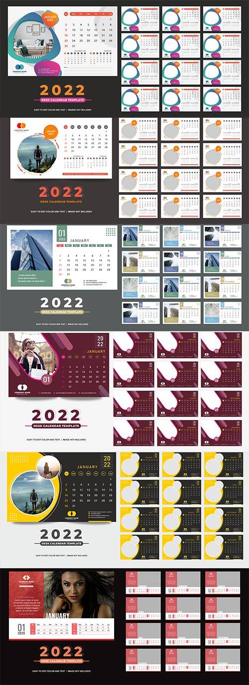 Горизонтальные векторные календари с Вашими фото на 2021 год
