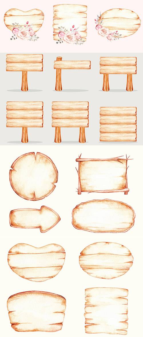 Разнообразные деревянные рамки - Векторный клипарт