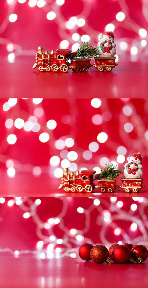 Новогодние фоны с шарами и подарками - Растровый клипарт