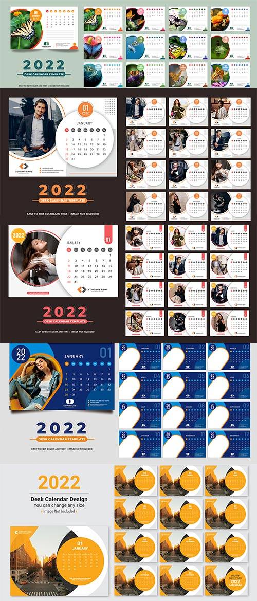 Календари на 2022 год с местом для Вашего фото - Векторный клипарт