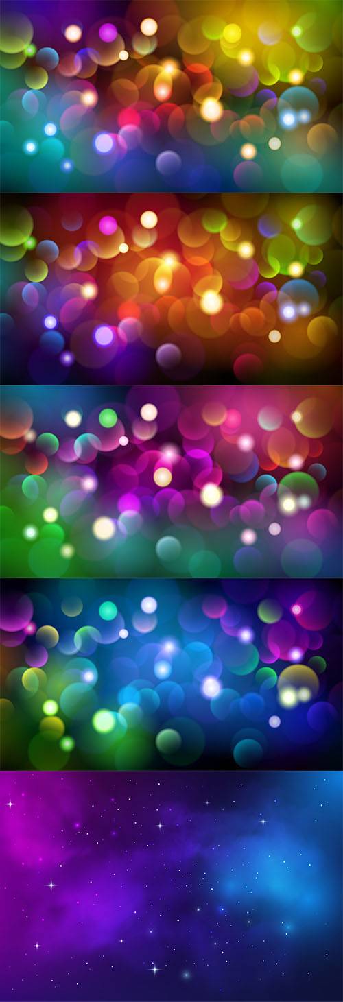 Разноцветные векторные фоны с боке