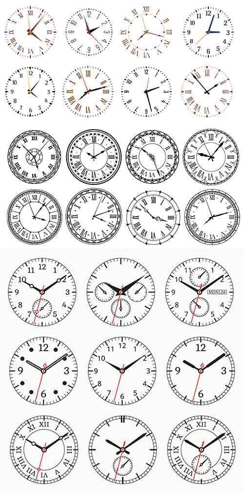 Циферблаты часов - Векторный клипарт