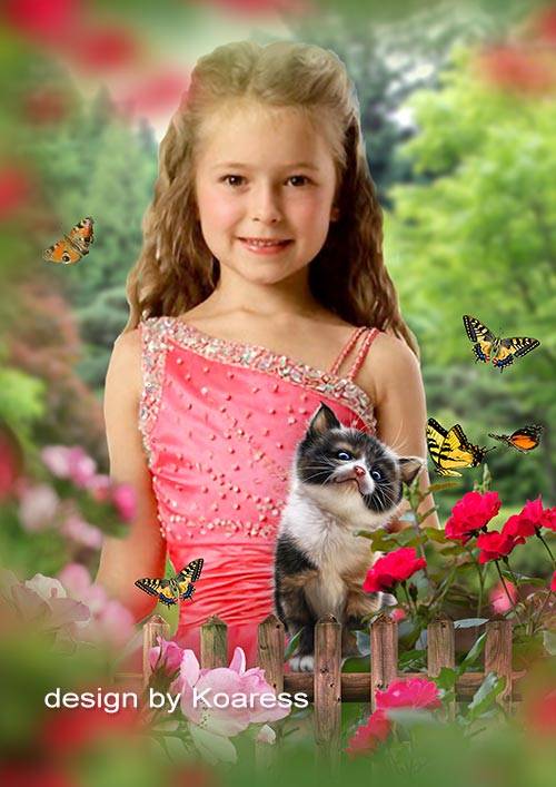 Фоторамка для детских фото - Бабочки в саду