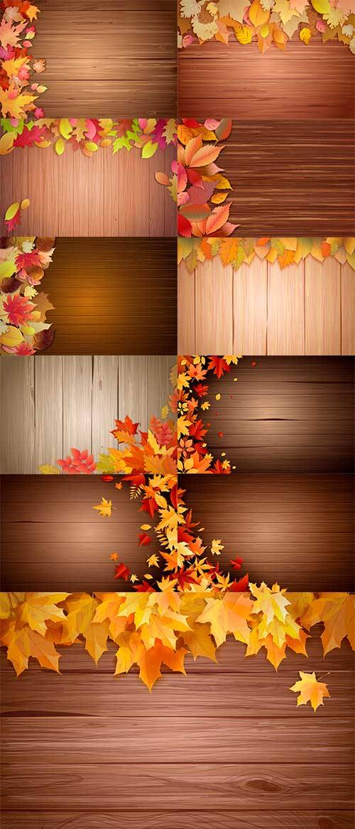 Векторные фоны с осенними листьями